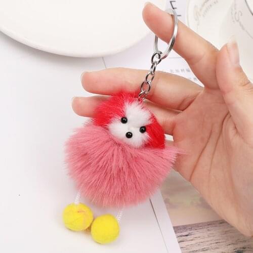 5 pieces New Cute Dog fur Pet Doll Key Chain Car Keyring Holder Bag Pendant Charm Keychain Plush Stuffed Toys Lanyard Gift