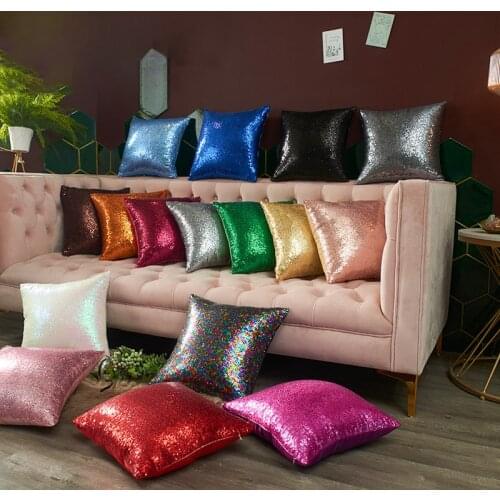 Cushion Cover 40*40cm Luxury Mermaid Glitter Pillowcase with Sequin Throw Pillows Cover Pillow Case for Sofa Car Home Decorative