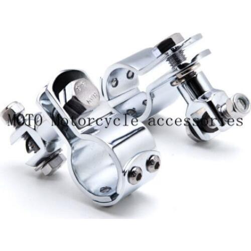 Black/Chrome 1.25 Inch Tubes Enging Guards Highway Bars Motorcycle Footrest Foot Peg Clamp Mount kit for Harley Honda Yamaha