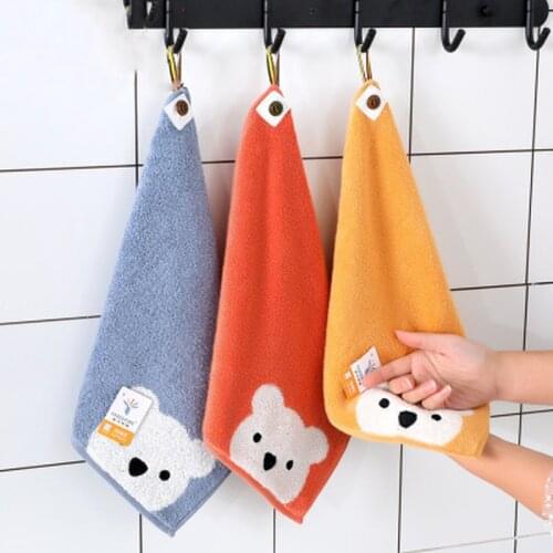 Children Towels Baby Face Towel Cute Cartoon Bear Pattern Hangable Hand Towel Soft Cotton Towels Kids Bathroom Products