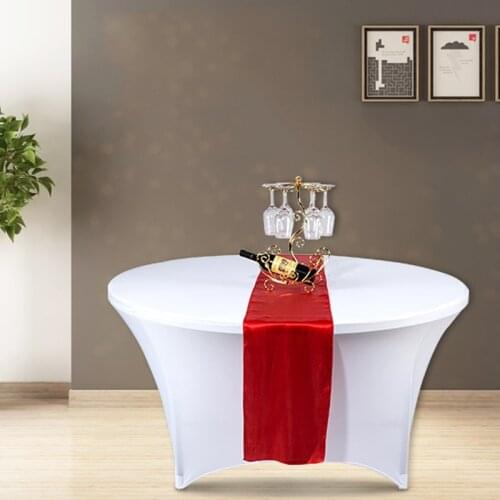Stretch Round Tablecloth Cocktail Spandex Cover High Stretch Wedding Hotel Birthday Table Cover Buffet Tablecloth Decor