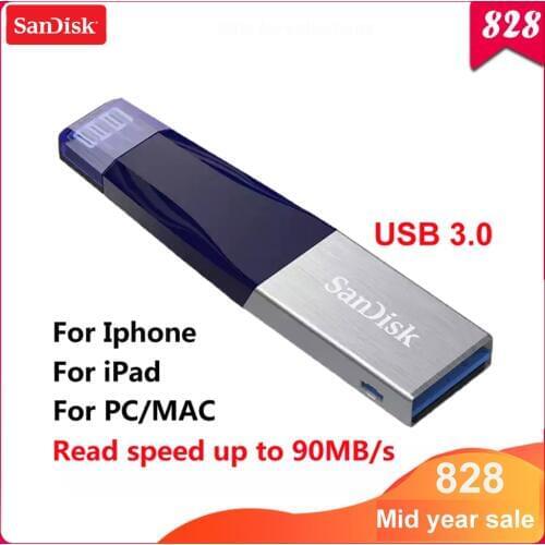 100% Sandisk USB 3.0 Flash Drive 32GB Pen Drive 64GB Pendrive 128GB Memory stick for iPhone X/8/7/7 Plus/6/6 Plus/6S/5/5S/ipad