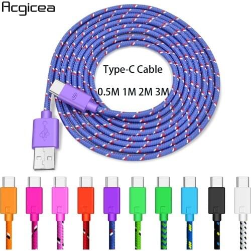 Type USB C Cable 1M 2M 3M Fast Charging Data Cord Charger Adapter For Samsung S10 Xiaomi Huawei Mobile Phone cable type-C Wire