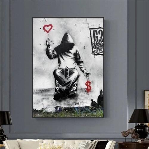 Banksy Love Over Money Canvas Paintings Posters and Modern Prints Wall Art Pictures Industrial Style Living Room Home Decor