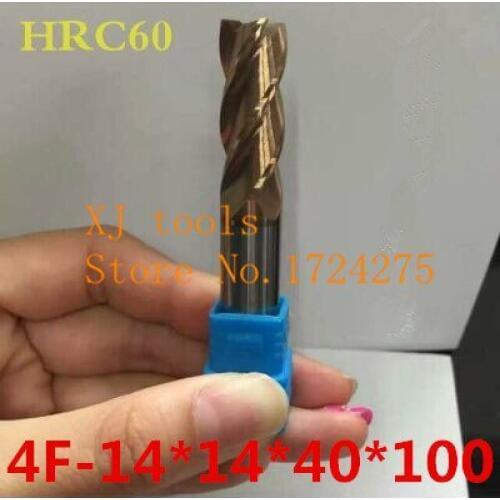 HRC60 Superior quality 4F-14*14*40*100 Solid Carbide End Mill CNC Milling Cutter Tool Bits For Steel Milling Free Delivery