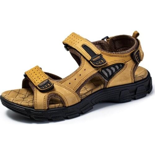 2021 Classic Mens Sandals Summer Genuine Leather Sandals Men Outdoor Casual Lightweight Sandal Fashion Men Sneakers Size 38-46