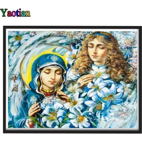 5D DIY Full Square Round Drill Diamond Painting Virgin Lily Mosaic Embroidery Kit Rhinestone Cross Stitch Home Decor Art Craft