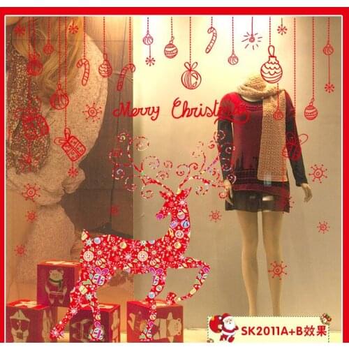 HM02011AB China post free postage Christmas sika deer sitting room bedroom setting wall stickers in the New Year