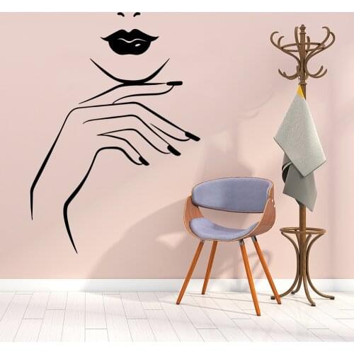 New Nail Wall Stickers Wall Salon Decoration Beautiful Woman Wall Decor For Bedroom Beauty Salon Stickers Vinyl Stickers muraux