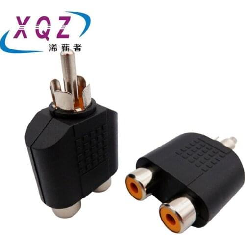 AV male to AV female*2 adapter RCA/2RCA AV splitter Y adapter Audio video plug RCA dual 1 by 2 plstic black