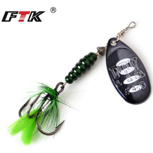 FTK 1pc Metal Fishing Lure 8.5g 13g 15g Spoon Lures Spinner Bait Bass Hard Bait With Feather Treble Hooks Pike Fishing Tackle