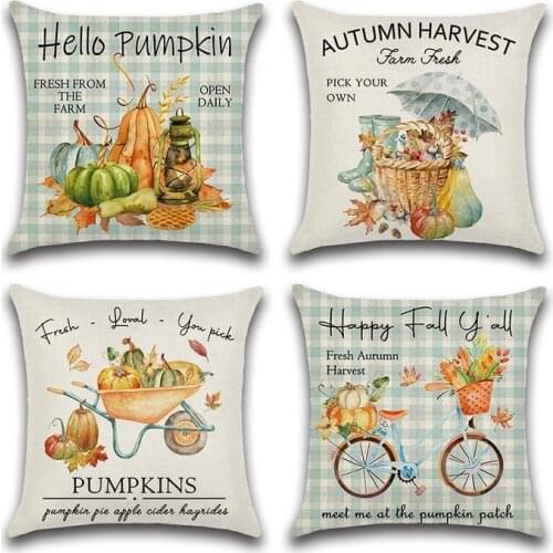 Happy Fall Pumpkin Car Printed pillow cushion cover kussenhoes Square Throw Pillowcase sofa home Thanksgiving Decor accessories