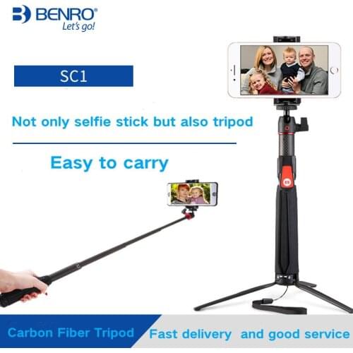 BENRO SC1 carbon fiber mini Tripod monopod portable selfie stick Bluetooth for Smartphone Actioncamera Gopro Android xiaomi Sony