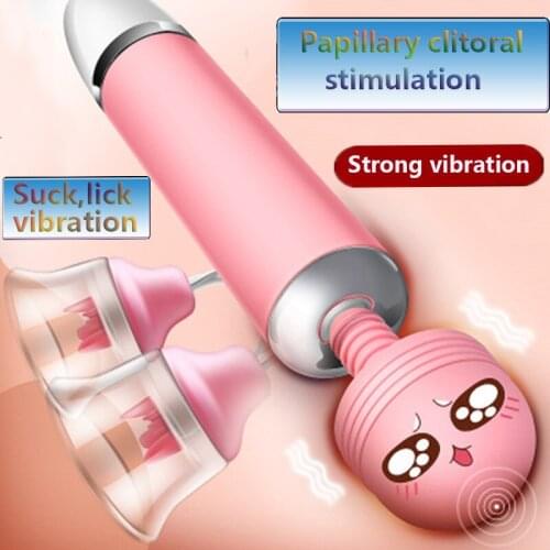 Sucking Vibrator Tongue licking Blowjob Nipple Clitoris Vagina Stimulator AV Magic Wand Adult Sex Toys for Women Masturbator +18