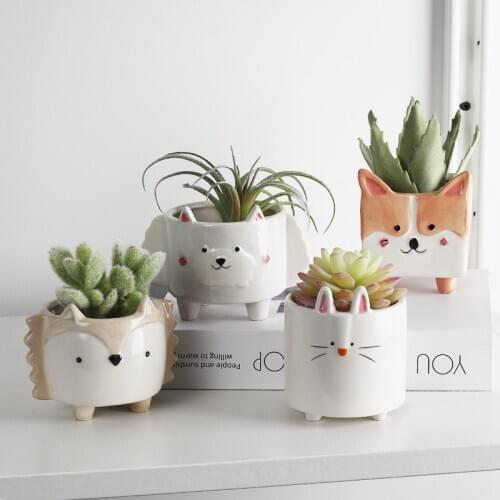 Succulents Flower Pot Ceramic Small Animal Flower pot Mini Garden Plant Pot Home Decoration Planter Plant Flower Pot