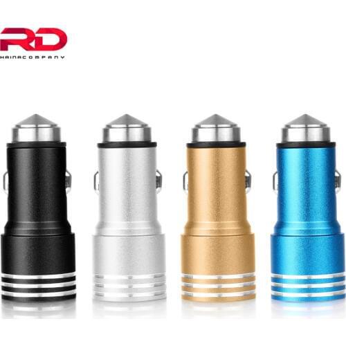 Universal USB Car Charger 2.1A 1.0A Aluminum 2 USB Ports For 5 6 6S 7 plus For ipad 2 3 4 5 For Galaxy S4 S5 note