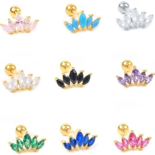 Viny Crown Purple/Turquoise Diamond Pendientes 925 Sterling Silver Earrings For Women Piercing Stud Earrings Серьги 2021 Trend