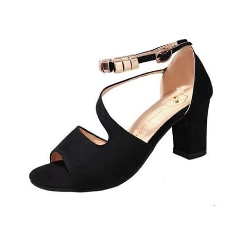 2021spring summer sexy fish mouth hollow Roman sandals thick with word with beaded high heels female summer Sexy female sandals