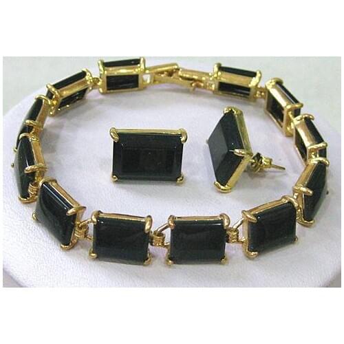 Women Multicolor Jade Jewelry bangle bracelet earrings set 7.5"