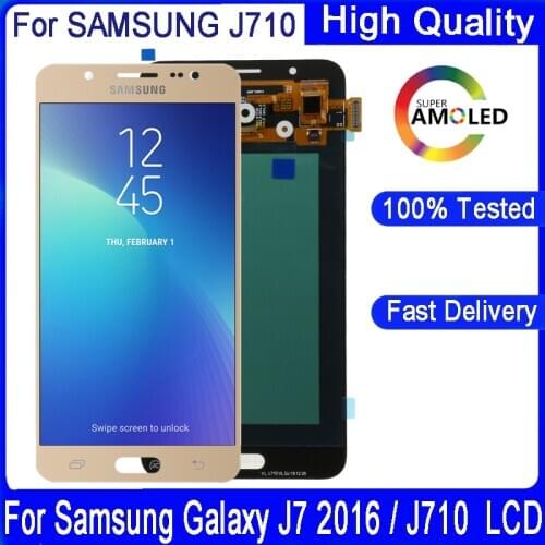 Super Amoled LCD For Samsung Galaxy J7 2016 Super Amoled LCD J710 J710F J710M J710G LCD Display Touch Screen Digitizer