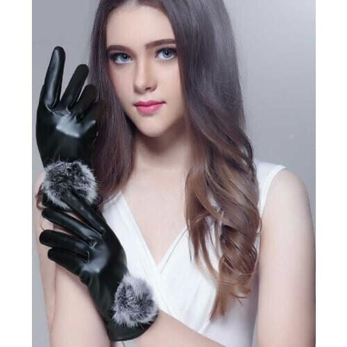 Winter Gloves Women Men Genuine Leather Gloves Touch Screen Black Real Sheepskin Wool Lining Warm Driving Gloves New E11801