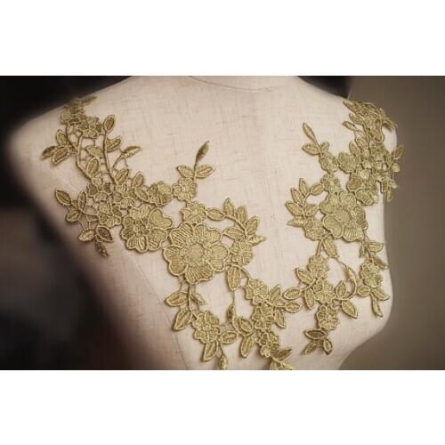 Gold Lace Applique Venise Lace Appliques by one pair