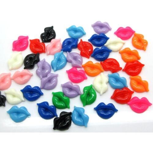 100Pcs Mixed Resin Lips Beads Decoration Crafts Flatback Cabochon Scrapbooking Fit Phone Embellishments Diy Accessories