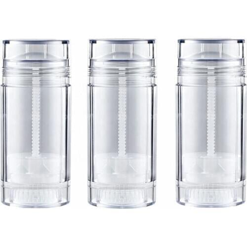 12pcs/lot 15ml 0.5oz Plastic shiny Clear deodorant stick container tubes round shape sunscreen cream stick bottles packaging