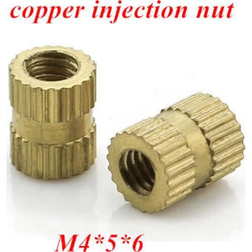 200pcs/lot M4 (ID)*5(OD)*6 (L) Brass Insert Round Nut/ Thumb Brass Knurl Nuts/ Injection Copper Nut