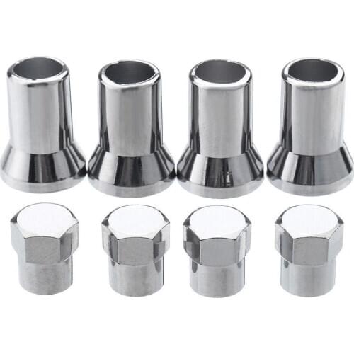 4pcs TR413 Chrome Car Truck Tire Wheel Tyre Valve Stem Hex Caps w/ Sleeves