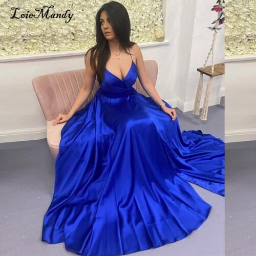 Deep V-neck Prom Dresses Long 2021 Sexy Leg Split Dress Woman Party Night Cheap Plus Size Royal Blue Vestido de festa