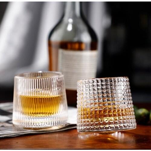 Spinning Whisky Glass Whiskey Tumblers, Old Fashioned Bourbon Whisky Glasses