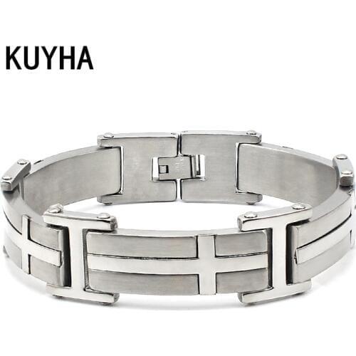 Fashion Bracelet Men Jewelry Silver Color 22CM Link Hand Chain Stainless Steel Bangle Simple Style Christmas Present