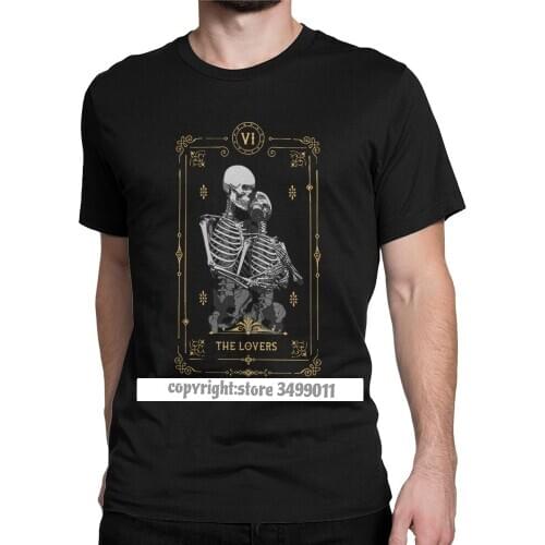 Mens Tshirts The Lovers VI Tarot Card Vintage Cotton Tees Fitness The Magician Skull Magic T Shirts Streetwear Camisas