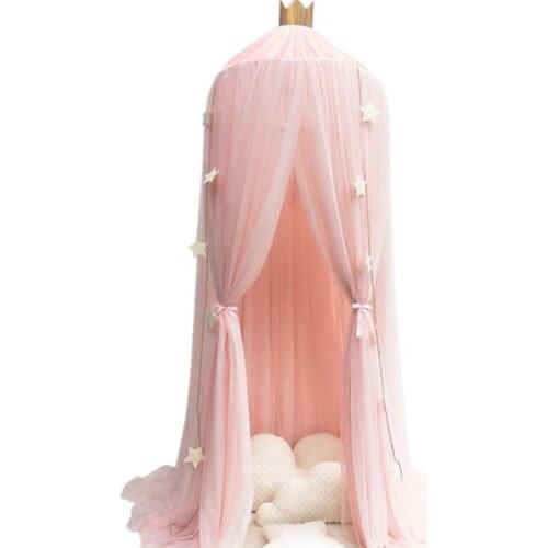 7 Colors Hanging Kids Baby Bedding Dome Bed Canopy Cotton Mosquito Net Bedcover Curtain For Baby Kids Reading Playing Home Decor