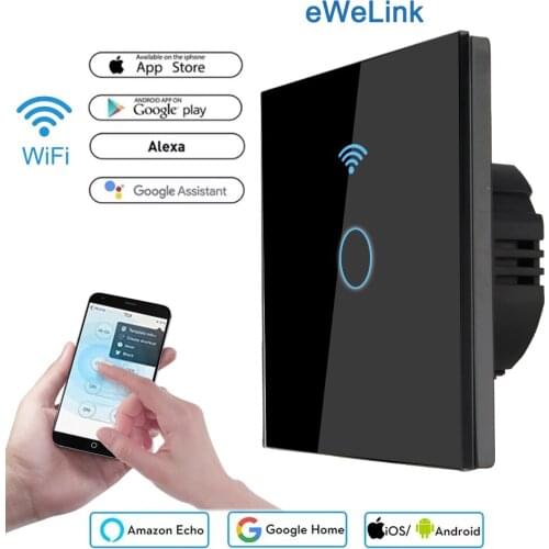 WiFi Touch Light Switch 1 2 3 Gang 1 Way Smart Light Switch For Android IOS EU Wall Touch Switch