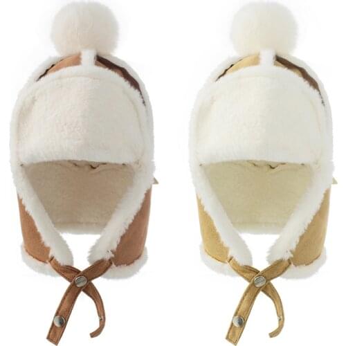 Baby Boys Girls Hat Kids Children Helmet Winter Warm Plush Earcuff Outdoor G2AE