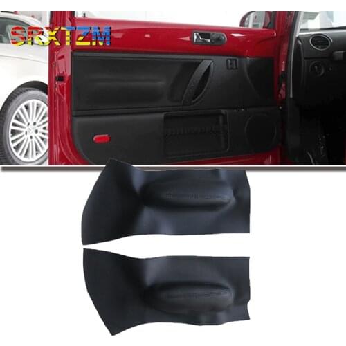 SRXTZM New 2pcs Black Microfiber Leather Door Handle Armrest Panel Decorative Cover For Volkswagen Beetle 1998-2010