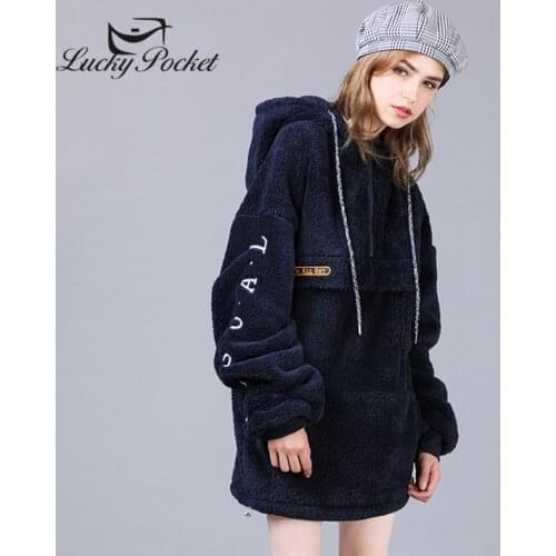 Women Autumn Winter New Fashion Loose Thick Warm Letter Embroidery Sweatshirt Female Lambswool Hoodies Ladies Brand Tops ML495