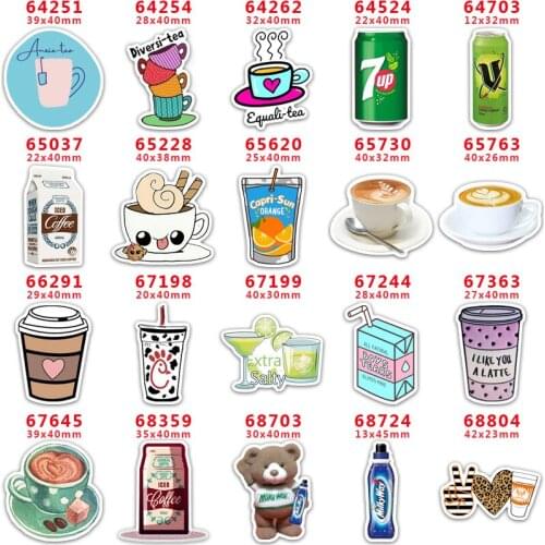 DIY Craft Supplies Sewing Accessories Cartoon Drinks Printed Planar Resins Mold 30 Pieces. PR-64251