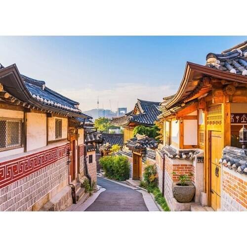 Vintage Buildings Street Photo Backdrops Computer Printed Background Photography Props for Children Baby Portrait Photoshoot