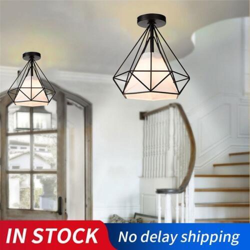 20cm Vintage Industrial Rustic Flush Mount Ceiling Light Metal Lamp Fixture Nordic Style Creative Retro Light Lamp Black / White