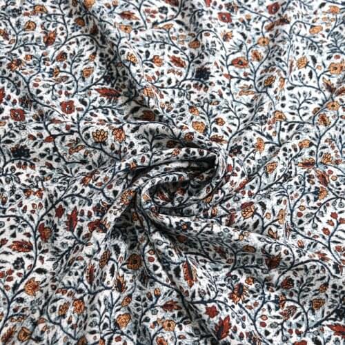 1 meter X 1.4 meter Retro Dress Shirt Fabric Soft Viscose Poplin Material Floral Rayon
