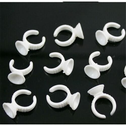100PCS Disposable Glue Ring Pallet Holder for Eyelash Extension Tattoo Pigmen