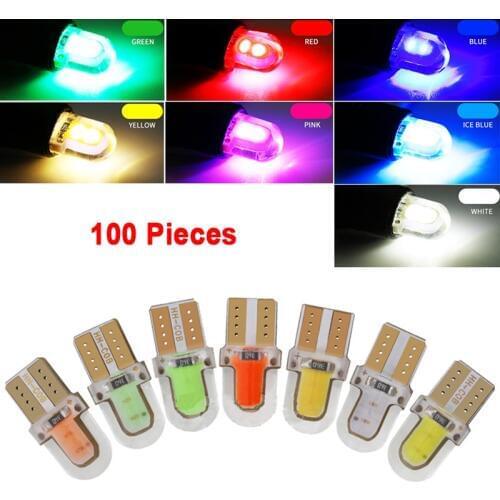 100pcs car interior light t10 led w5w led canbus 4smd 12v auto clearance lights bright license plate lamps COB instrument light