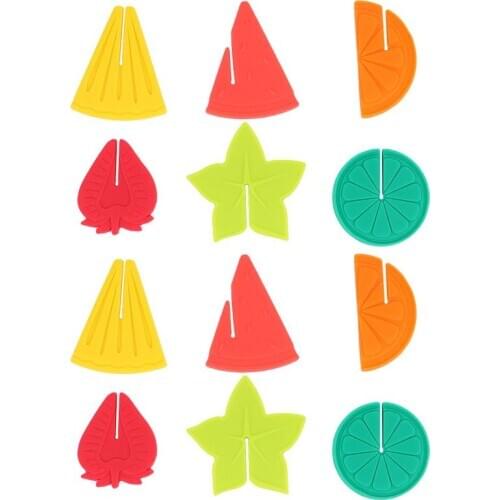 12 Pcs Wine Glass Markers Identifiers Fruit Shape Cup Signs Tag Clips Kitchen Decorations Accessories