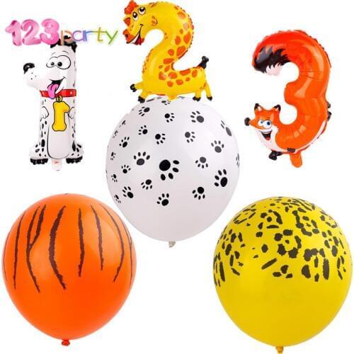 123 12inch Latex Animal Jungle Balloon Birthday Jungle Party Theme Decor Inflatable Globos Gift Birthday Safari Party Supplies