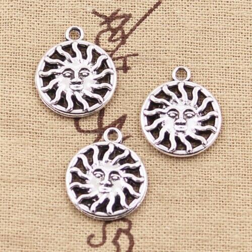 15pcs Charms Sun Sunshine 20x16mm Antique Silver Color Plated Pendants Making DIY Handmade Tibetan Silver Color Jewelry