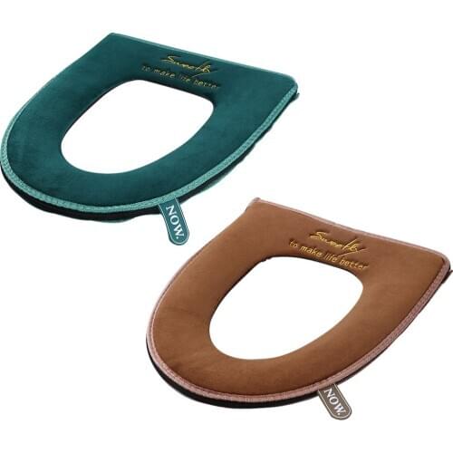 2Pcs Bathroom Warm Toilet Seat Cover Easy Installation and Clean Cushion Pad