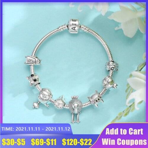 2021 Animal Beads 925 Sterling Silver Lion Tadpole Boar Charm Fit Women Charm Bracelets Bangle DIY Supplies for Jewelry